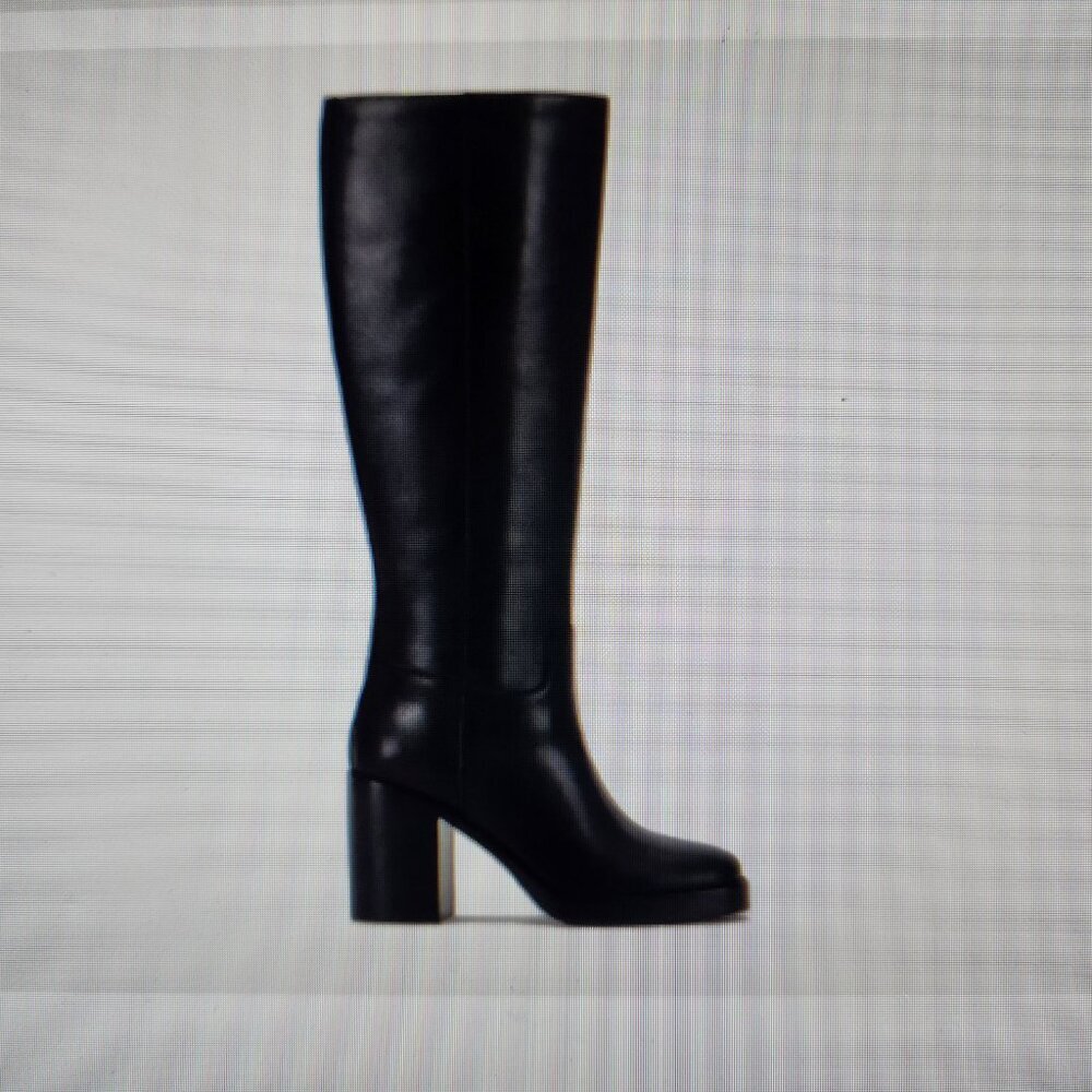 Vince Camuto Gibi Platform Boots. Black Leather. NIB. Size 9.5 Wide Calf